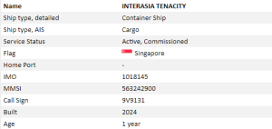 停靠中国多个港口的INTERASIA TENACITY集装箱船发生火灾